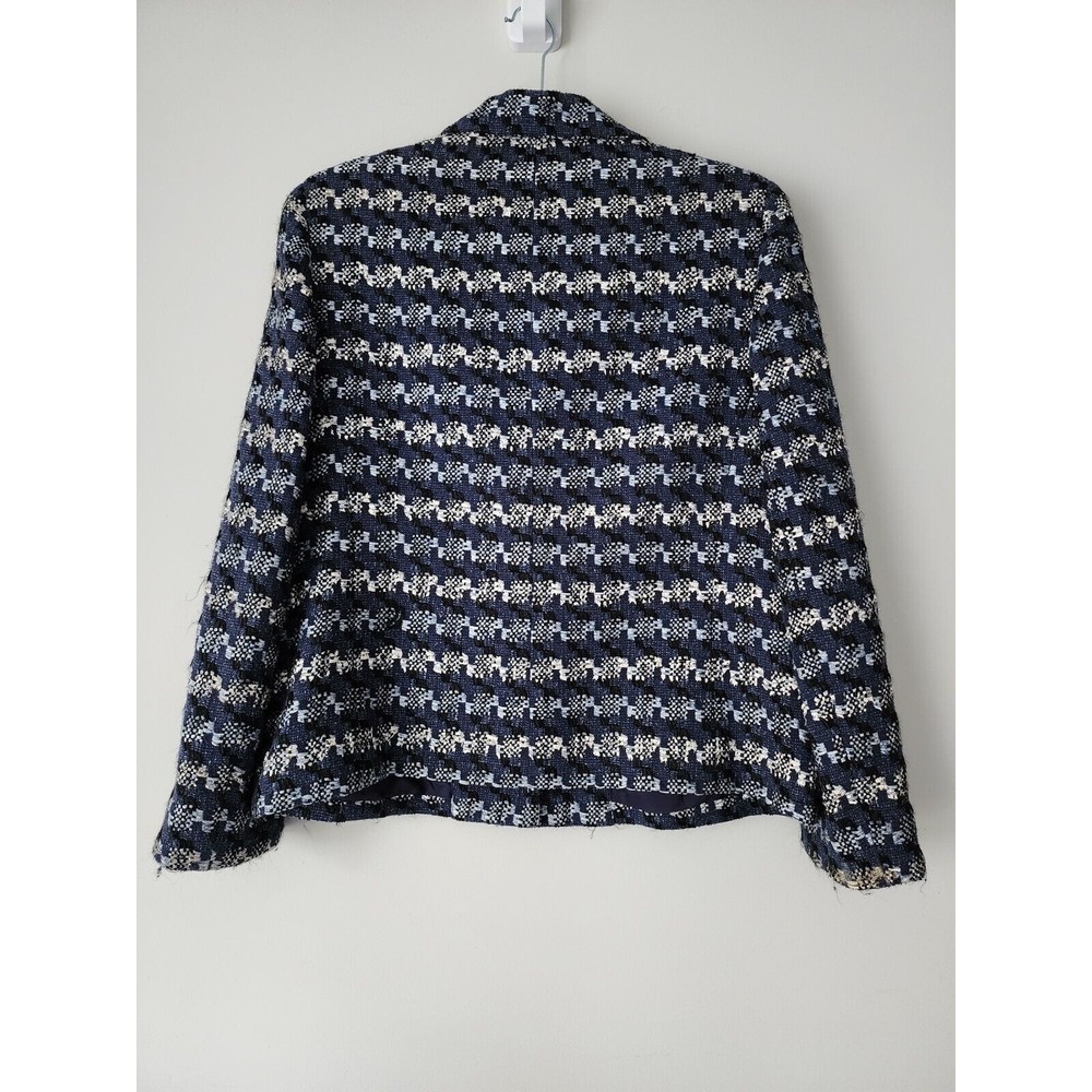 Doncaster Womens Single-Breasted Blazer Jacket Navy Blue Cotton-Silk Blend Sz 10 - Picture 3 of 9